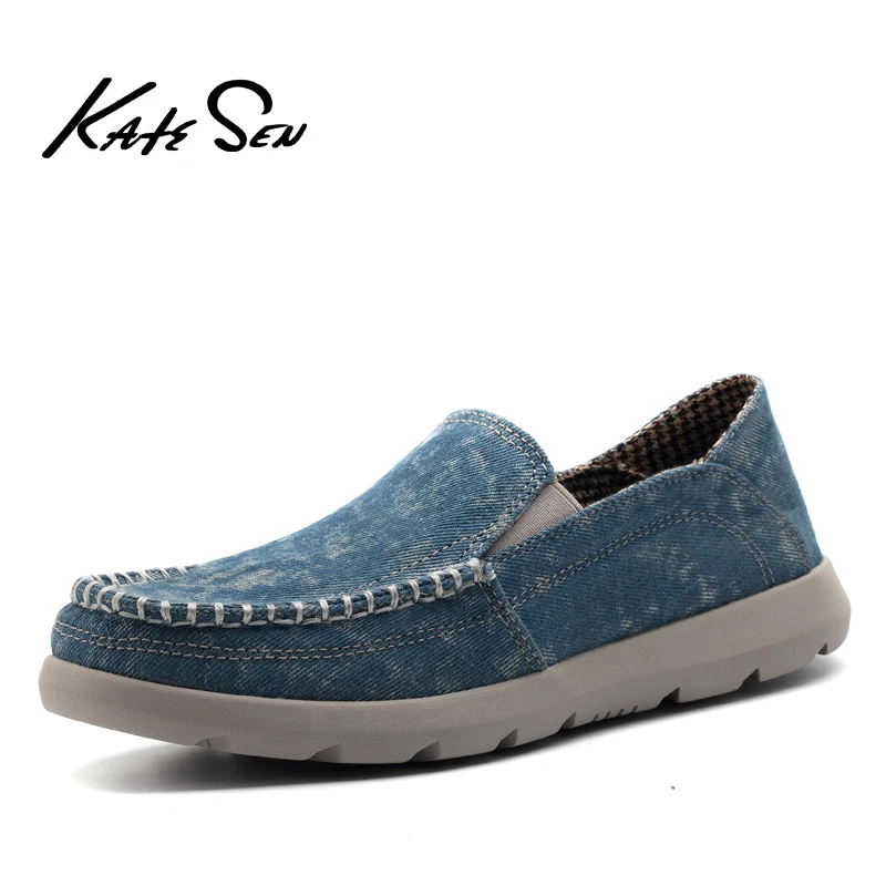 

KATESEN men canvas shoes lightweight breathable casual shoes summer comfortable soft lazy shoes non-slip driving flat loafers