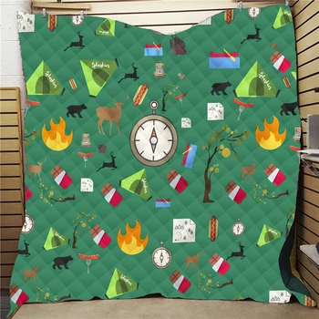 

Camping Element 3D Printed Home Sofa Cover Quilt Queen Size Kids Adult Blankets For Beds Soft Outdoor Picnic Quilt