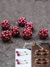  1pc 11mm Natural Garnet Ball Jewelry Base Parts Earrings Bracelets Making DIY Pendant Charms Accessories For Bracelets Supplies 