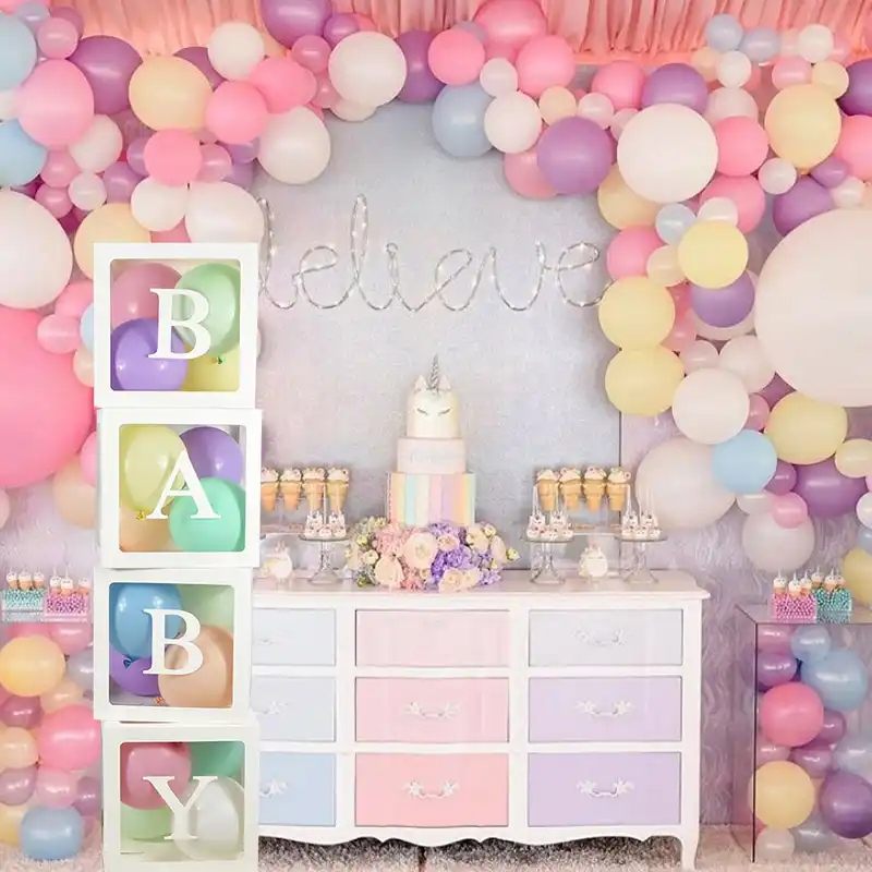 Bebé caja transparente almacenamiento globo Baby Shower decoraciones