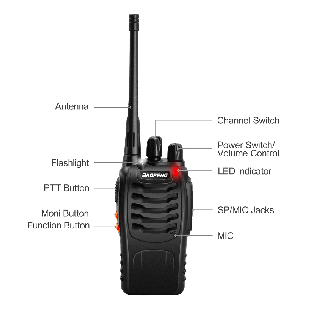 2 шт. Baofeng портативная 5 Вт BF 888S рация Портативная радиостанция 888s UHF 400 470 МГц 16CH