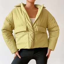 Women Clothing Short Parka Autumn Winter Thin Padded Jacket Fashion Warm Simple Lapel Loose Coat Tops куртка зимняя женская 2021