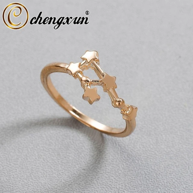 CHENGXUN 12 знаки зодиака звезды кольца для пальцев Gemini Horoscope женщин Свадебная
