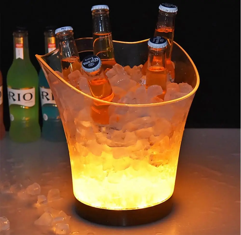 Waterproof LED Rechargeable Ice Bucket 5.5L wine whisky Cooler Colors Changing Champagne Wine Bucket for Party Home Bar nightclub