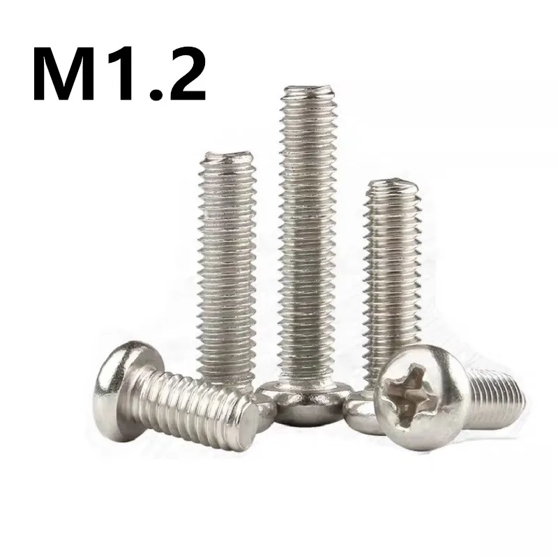 1000 шт./лот M1.2x3/4/5/6/8 мм PM GB818 никелированный винт с полукруглой головкой |