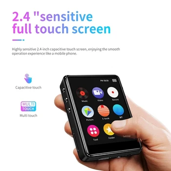 

X62 16GB MP3 Player Metal HiFi Music Player APE FLAC WAV Loseless o Player BT Function Touch Sn with TF Card Slot 2.4 In