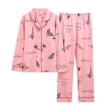 

Autumn Long-Sleeved Women's Pajamas Set Cotton Cardigan Sleep Tops Printed Cute Princess Style Pyjamas Women Cotton Pajama