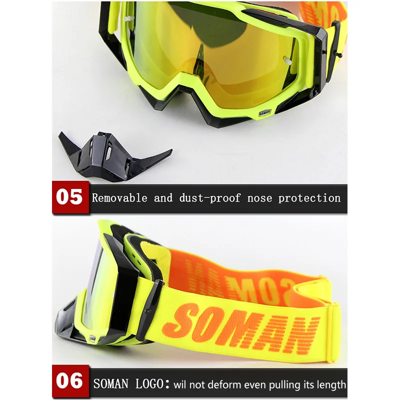 Очки для мотокросса SOMAN очки горнолыжного спуска MX Gafas SM11|Мотоциклетные очки| |