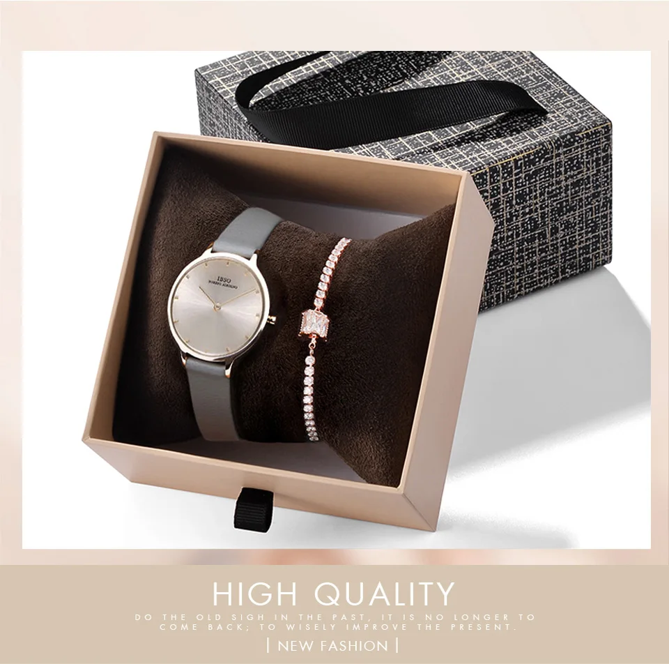 IBSO Crystal Bracelet Watches Set Female Rose Gold Quartz Watch Luxury Women Watch Bangle Set For Valentine's Gift Dropship