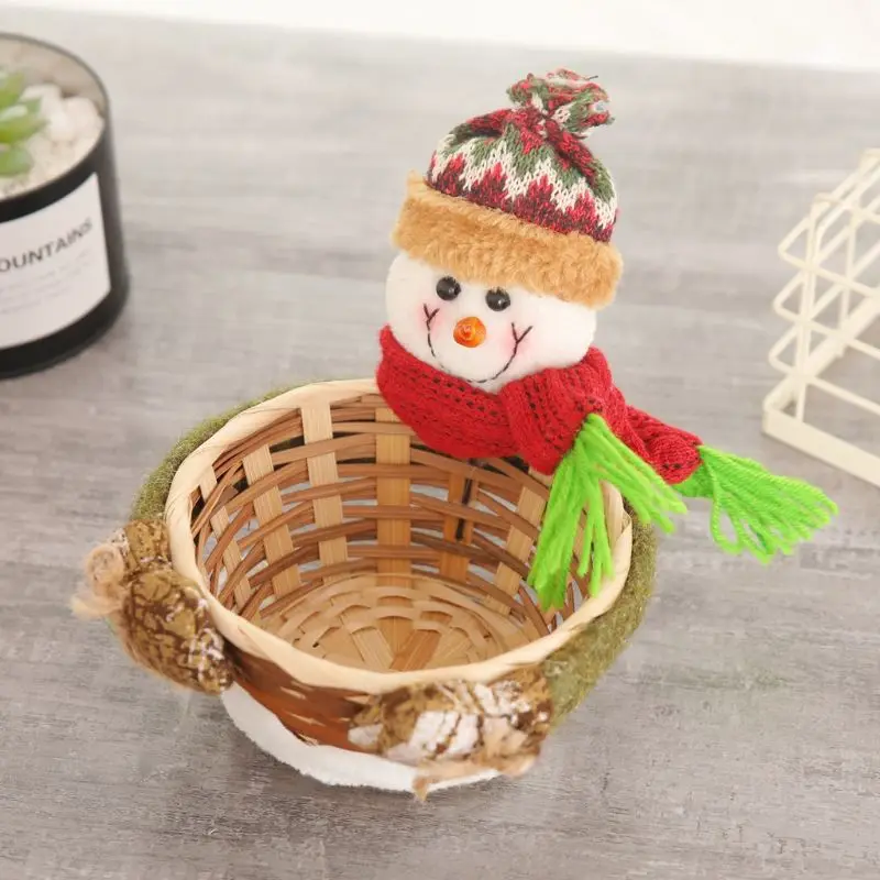 Christmas Candy Storage Basket Decoration Santa Claus Snowman Merry Christmas Candy Storage Basket Gift for Christmas Home Part