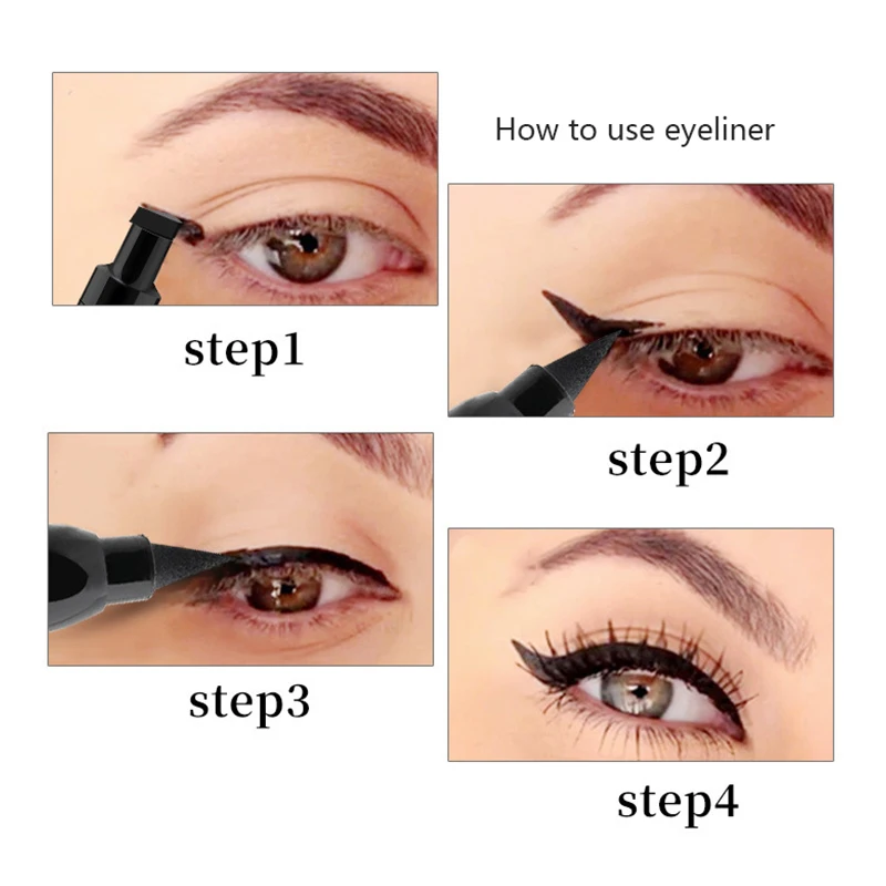 Owosc 1Pc Eyeliner Stempel Vloeibare Eyeliner Potlood Double Headed Make Postzegels Seal Pen Eyeliner Potlood Langdurige Waterdichte