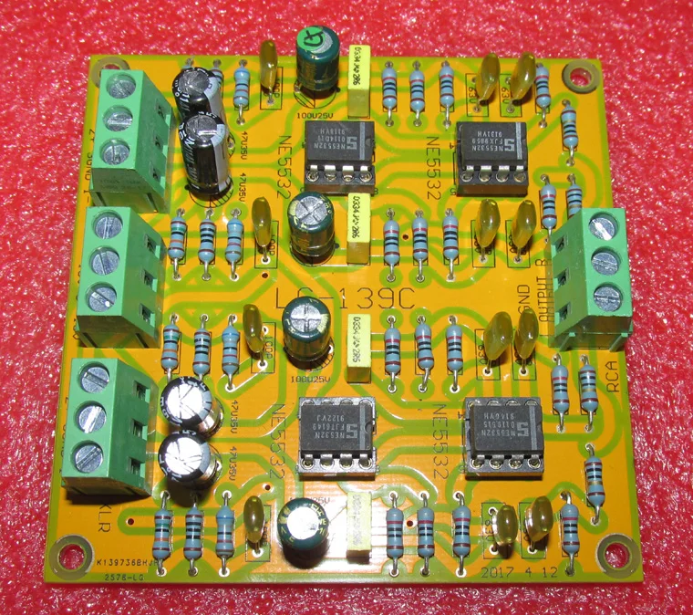 NE5532 сбалансированный XLR для одноконтурной RCA выходной платы Отличная производительность с ультра-низким искажением Dual 15V