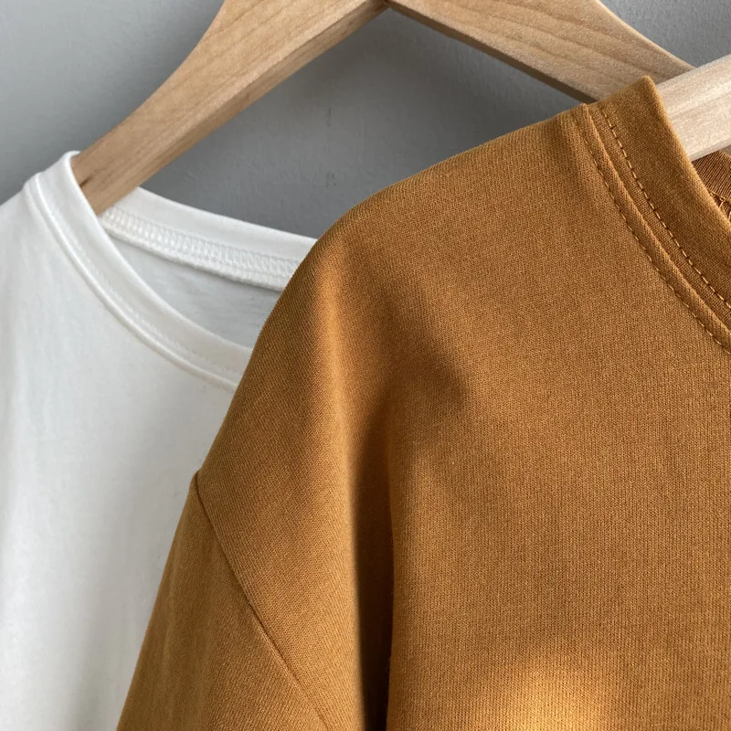 Mooirue Spring Cotton Women T Shirt Short Sleeve Brown Orange Simple Basic Tee Shirt Tops