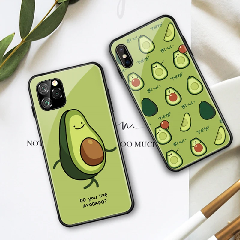 Чехол из закаленного стекла для iPhone 11 Pro Max жесткий чехол с милым зеленым