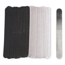 Lima de uñas de repuesto recta, papel de lija extraíble gris/negro con mango de acero inoxidable, limas de Metal, 100/180/240, 10 Uds.