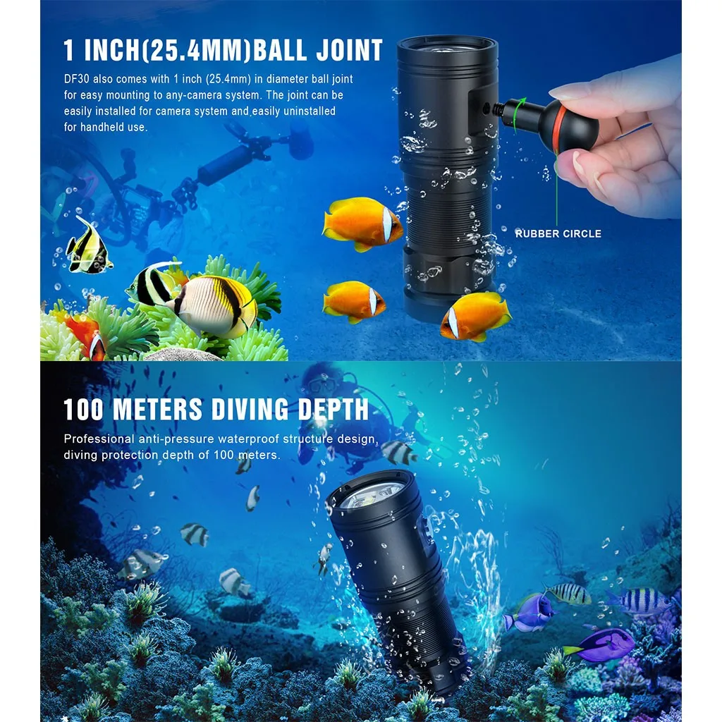 diving led flashlight 18650 battery charger 100m LED Diving Flashlight Torch Scuba Light Lamp Waterproof#4