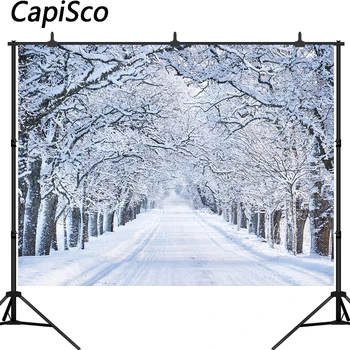 

Capisco Winter Photography Backdrops White Frozen Snow Forest Tree Photo Background christmas Theme Photo Backdrop studio props