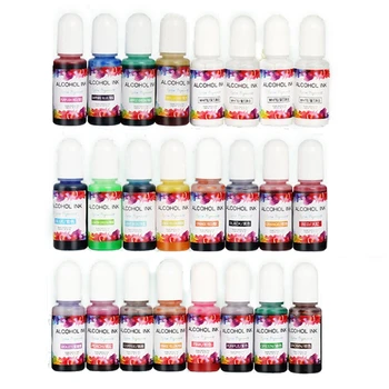 

24 Vibrant Color High Concentrated Alcohol-Based Ink Pigment Epoxy Resin Paint Colour Dye Great for Resin Coaster Making