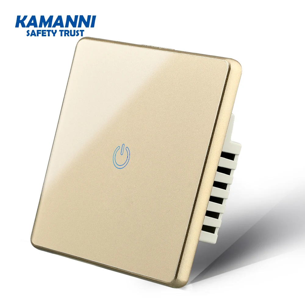 KAMANNI, Настенный умный сенсорный выключатель, стандарт ЕС, переключение, светодиодный светильник, стеклянная панель переключателя, 1 комплект, 1 канал, 100 В-240 В, сенсорный экран