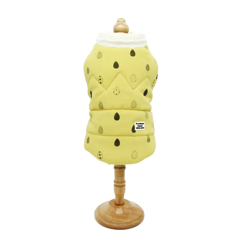 Цвет: желтый Autumn and Winter Multi Colors Xs-xxl Sizes Warm Dog Clothes with Wave Point Printed Thick Vest Small Dog Cotton Coat Pets - Цвет: Цвет: желтый