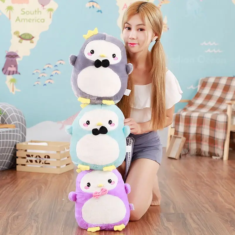 Hot Selling Crown Penguin Pillow Airable Blanket Plush Toys-Processing Customizable Logo Recruit Agents
