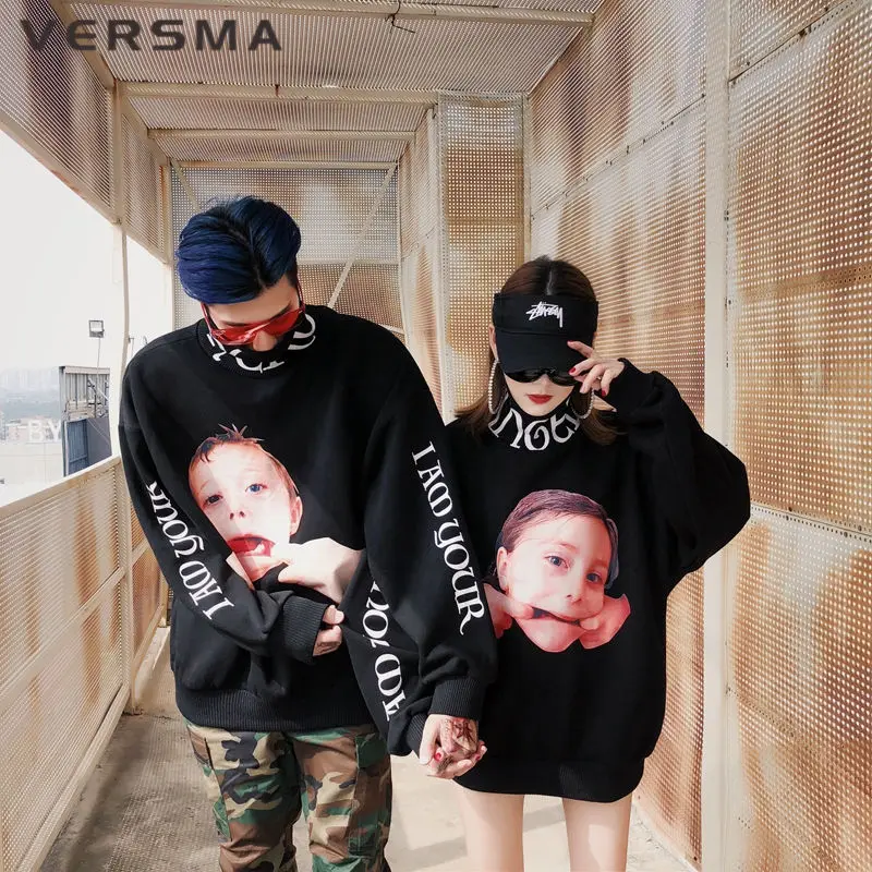 VERSMA корейский Harajuku Ulzzang 3D печатных толстовки кофты для мужчин и женщин осень High Street хип хоп свободные Рождество Пара Толстовка