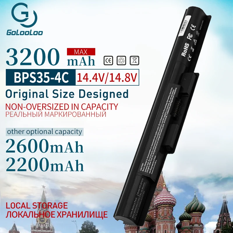 

Golooloo 4 Cells VGP-BPS35A Battery For SONY Vaio Waio Fit 14E 15E SVF1521A2E SVF15217SC SVF14215SC SVF15218SC BPS35 BPS35A