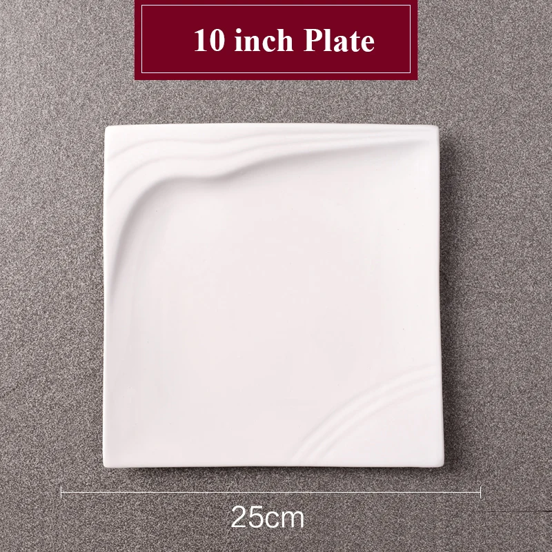 Food Plate Creative Pure White Ceramic Dinner Plates Square Western Steak Dish Porcelain Tableware Fruit Cake Tray Pasta Dishes