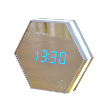 

LED Table lamp Bedroom Bedside lamp Digital Electronic Clock Desk lamp With Makeup Mirror Table Alarm Clock For Home Art Decor