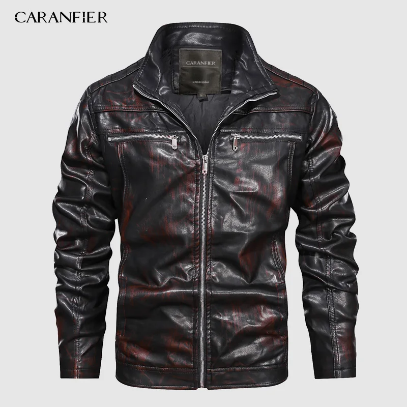 Мужские кожаные куртки CARANFIER 2019 новые осенние американского размера