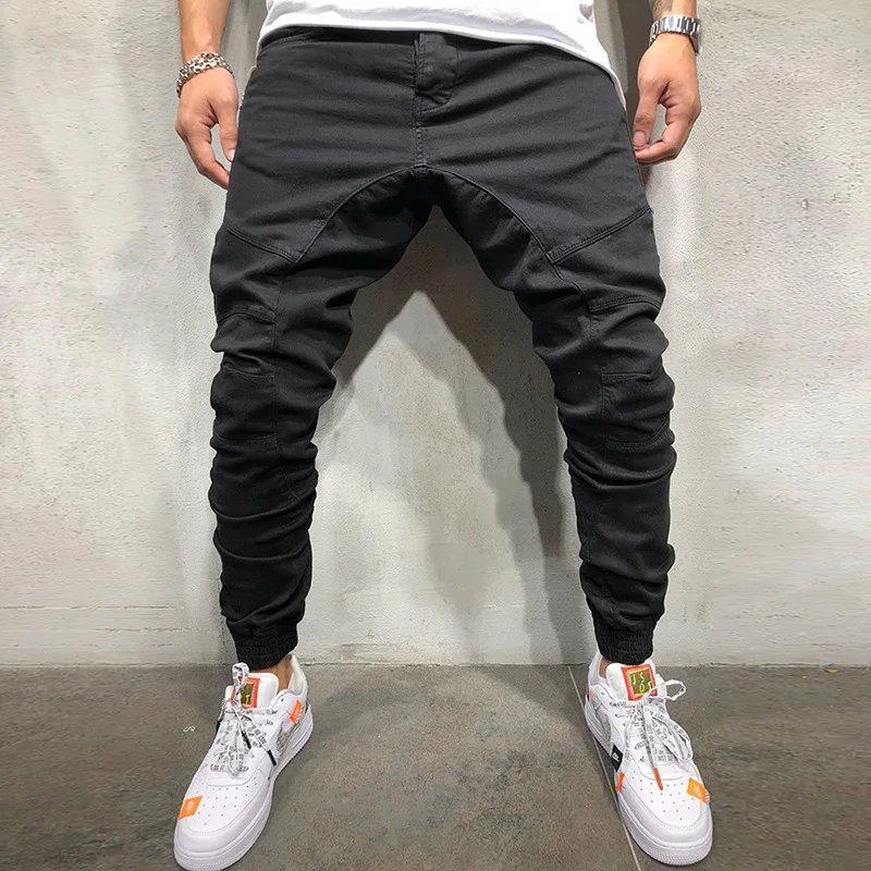 

Muscle Fitness Casual MEN'S Overalls Fitness Territory New Products Solid Color Slim Fit Men Multi-pockets Workwear Pants