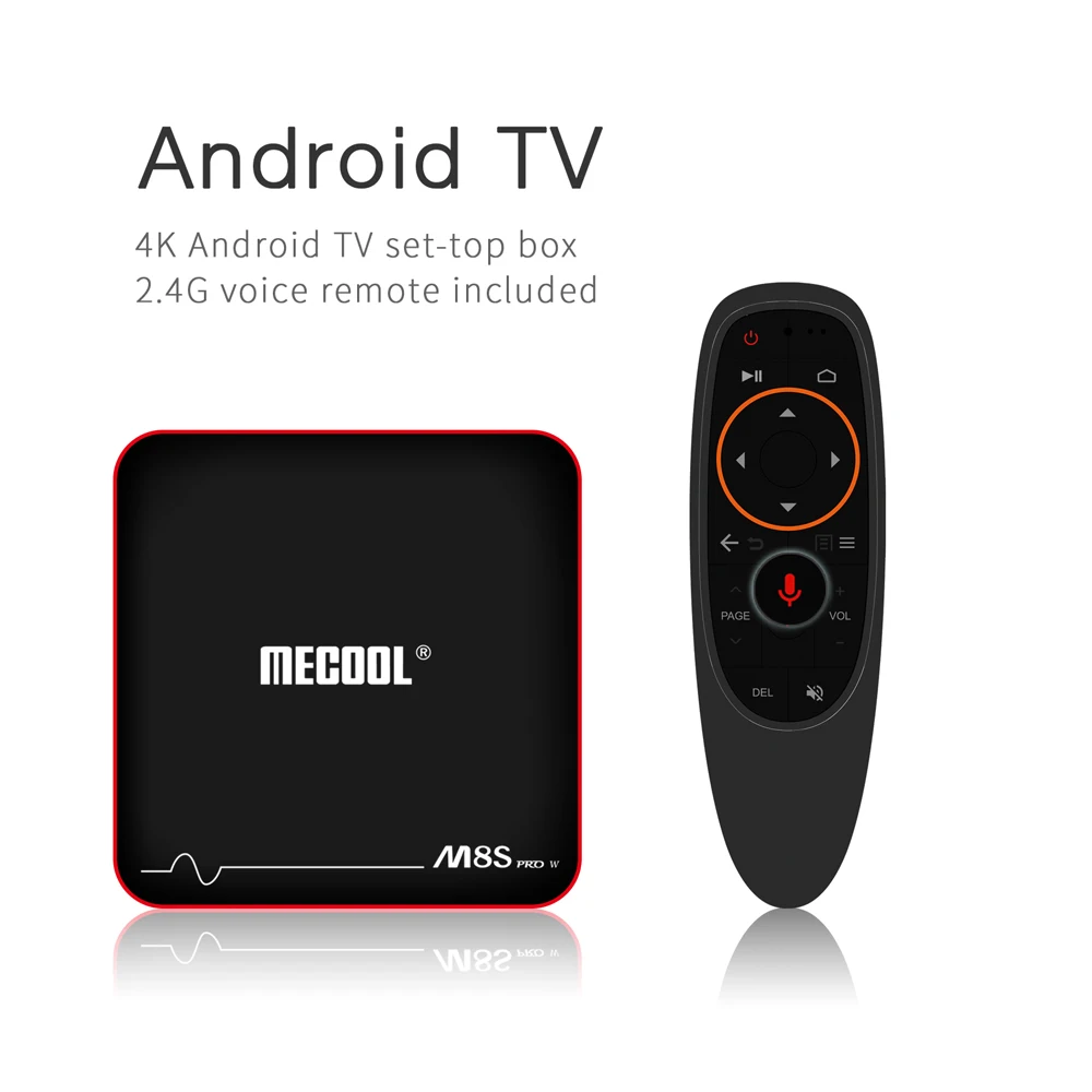 MECOOL M8S PRO W Smart Android tv 7,1 ТВ приставка Голосовое управление Интеллектуальный Amlogic S905W четырехъядерный 2 ГБ/16 ГБ w/2,4G голосовой ИК-пульт дистанционного управления