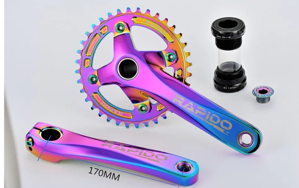 

Bicycle crankset 170MM 104BCD Chainring 32T 34T 36T 38T Wide Narrow Crown ALU 7075 Colorful Vacuum plating MTB Bike Crank