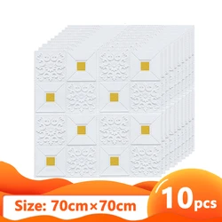 3D Wallpaper DIY 3D Self-adhesive Waterproof Wall Sticker 70cmx70cm Living Room Bathroom Kitchen Bedroom Decorative Wall Panel