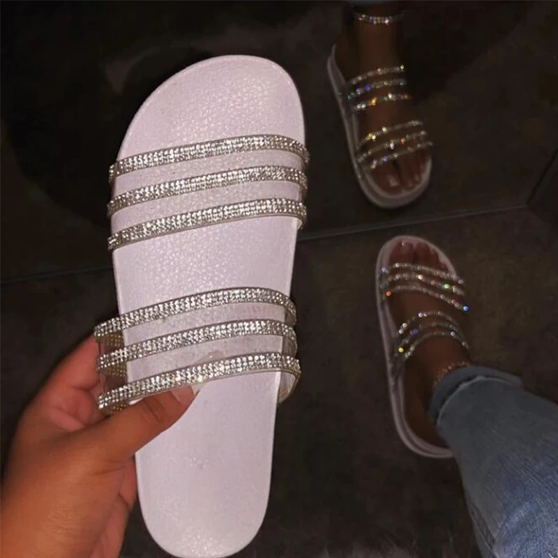 

Factory wholesale 2020 spring new pvc rhinestone comfortable slippers home slippers comfortable wild explosion models