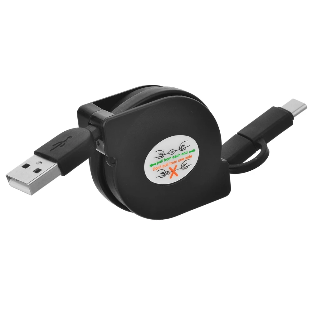 Cwxuan Micro USB и type-C Комбинированный мужской к USB 2,0 Мужской Выдвижной кабель для зарядки данных