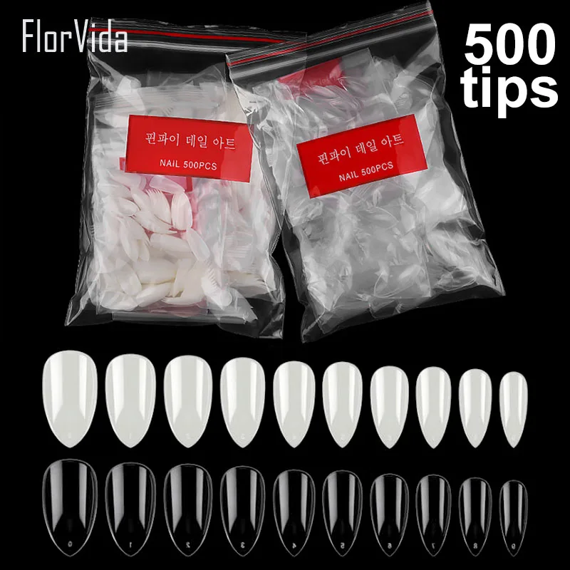Florvida 500 шт полное покрытие накладные ногти Короткие овальные ногти кончики пальцев накладные ногти натурально чистый стиль накладные ногти