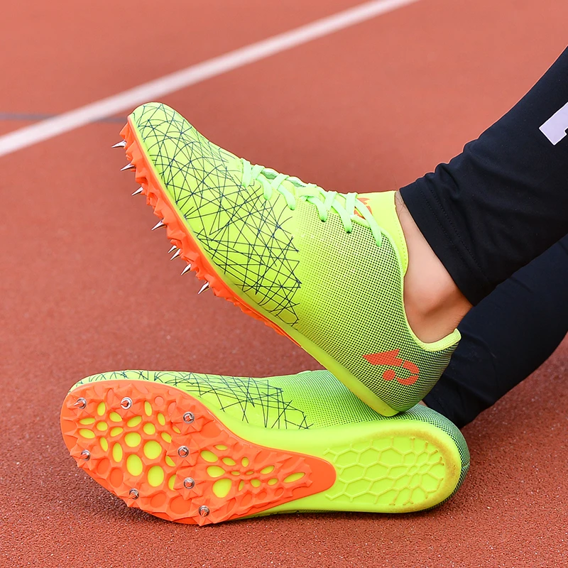 Обувь для треков и полетов пара зеленых синих шипов трек и поле Мужская Легкая удобная беговая Обувь для ногтей спортивная обувь для мужчин