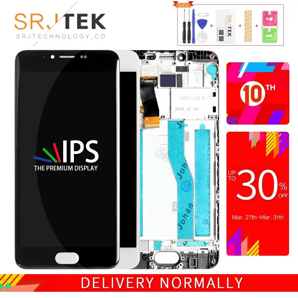 

Srjtek For MEIZU M5 LCD Display Panel Touch Screen Digitizer Sensor Glass Full Assembly/Frame For M5 mini Meilan 5 M611A M611H