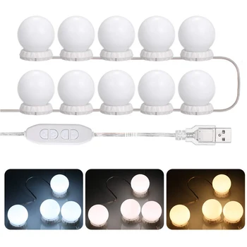 

10pcs Cosmetic Led Dimmable Ultra Bright Switch Control Adhesive Mirror Light Bulbs Vanity Lamp Hollywood Style Dressing Table