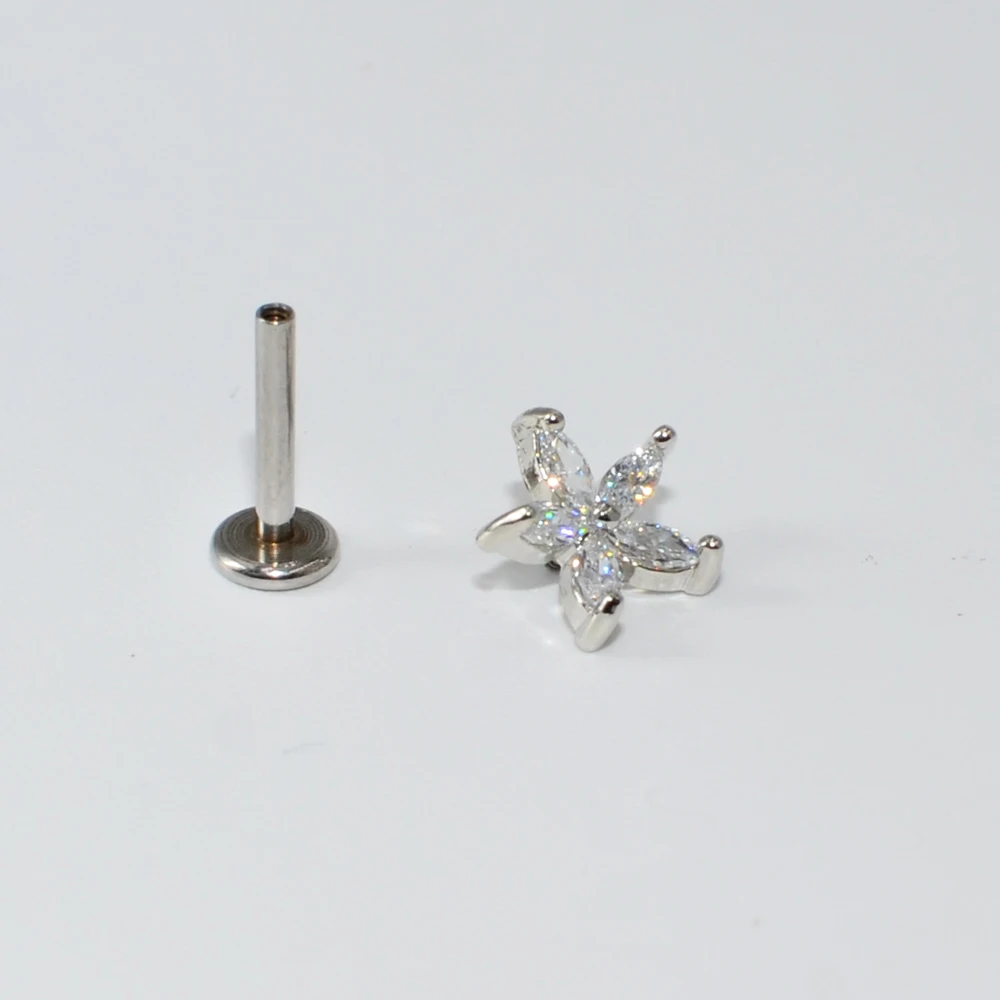1pcs Titanium & Steel CZ Gem Ear Tragus Cartilage Helix Earrings Labret Lip Bar Stud Ear Stud Body Piercing Jewelry For Gift