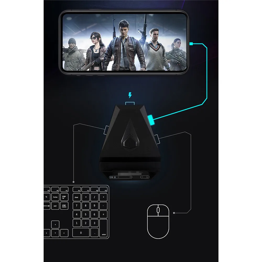  Mobile Phone PUBG Gaming Keyboard Mouse Converter for IOS 9 above quick-aiming PC Game Controller A