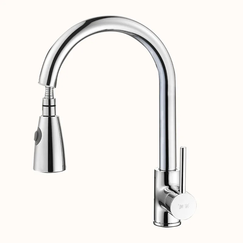 Kitchen Pull-type Faucet Hot and Cold Household Stainless Steel Sink Sink Universal Retractable Splash Faucet Dragon Faucet