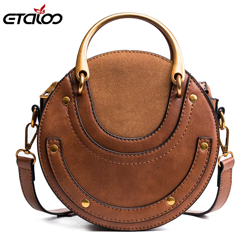 Женская круглая сумка с заклепками модная летняя сумка-мессенджер роскошная