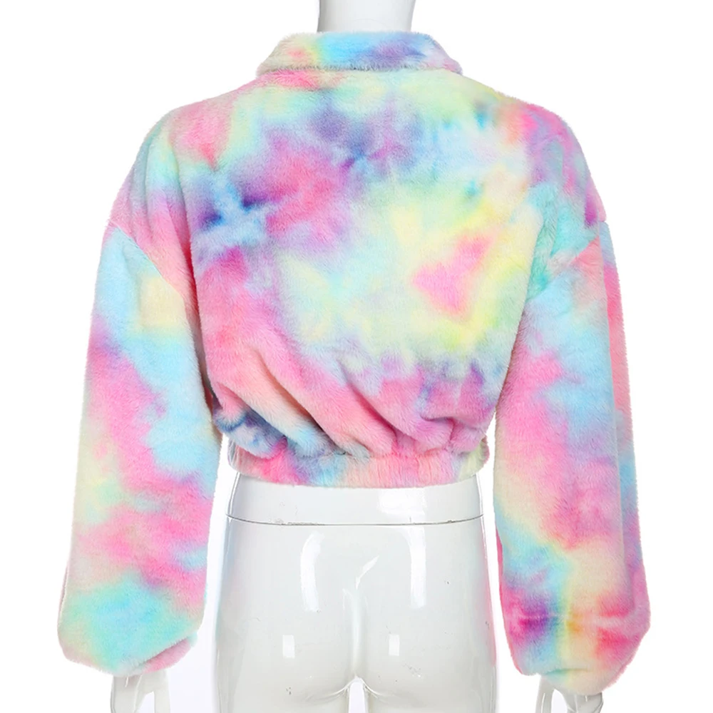 Повседневные женские милые плисовые толстовки флисовые толстовки на молнии с отворотами Пушистый пуловер с длинными рукавами свитшоты пушистые наряды осень
