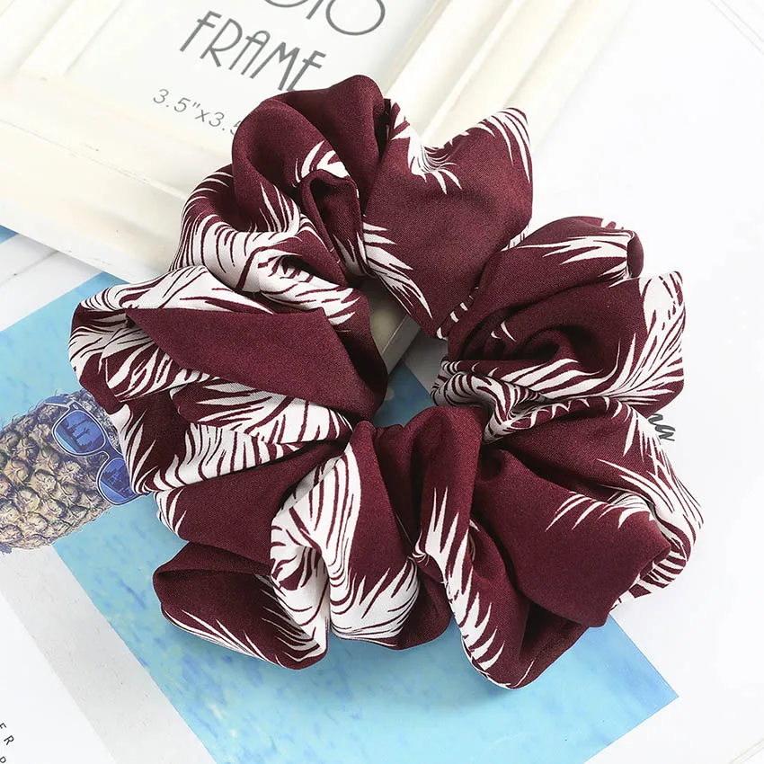 designer head scarf Levao Printing Ruched Elastic Hair Band Large Scrunchies Dot Elastic Hair Ring Ponytail Holder Women Hair Rope Hair Accessories best hair clips