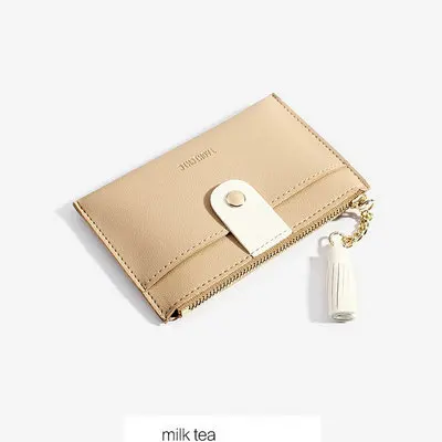 928111-milk tea BELLO TUTTI 2019New PU Мини Женский монетница маленький кошелек женский с кисточкой для кредитных карт пакет женский модный Кошелек - Цвет: 928111-milk tea