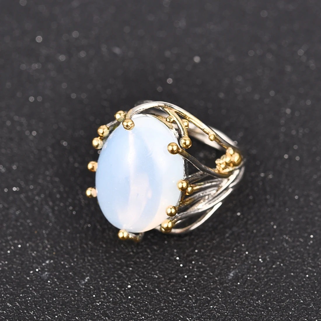 Milangirl Irregular Bohemia Style Rinse Female Natural Moonstone Ring White Opal Vine Rings for Women Wedding Jewelry Milangirl Irregular Bohemia Style Rinse Female Natural Moonstone Ring White Opal Vine Rings for Women Wedding Jewelry