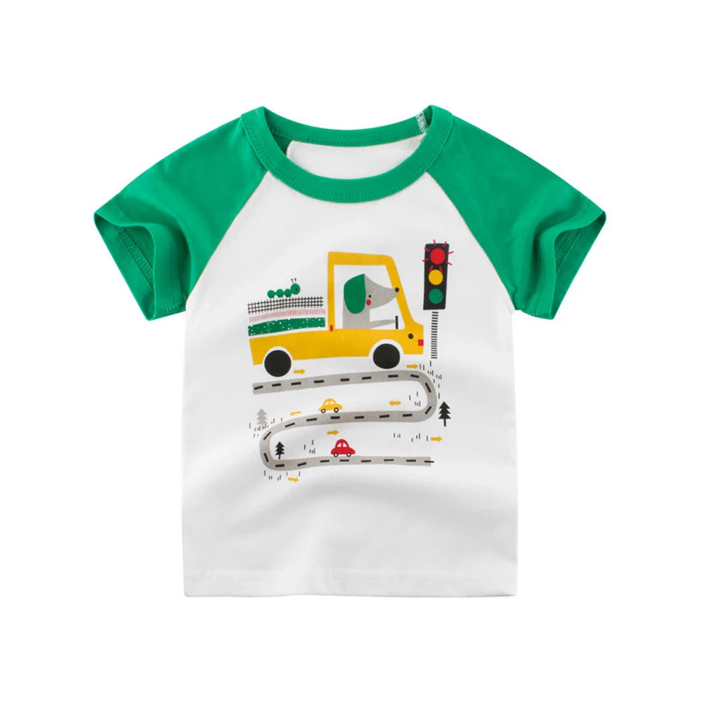 

Toddler Baby Little Kids Boys Casual Summer T-Shirt Soft Short Sleeve Cartoon Traffic Pattern Print O-Neck T-shirt Outfit