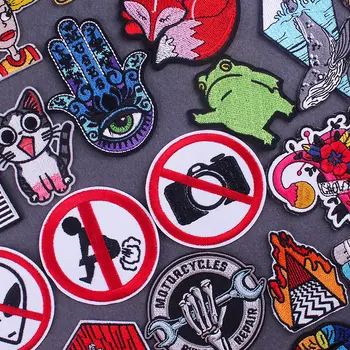 

Funny Cartoon Patch Hippie Stickers Iron On Patches On Clothes Embroidered Patches For Clothes Applique Badge Animal Stripes